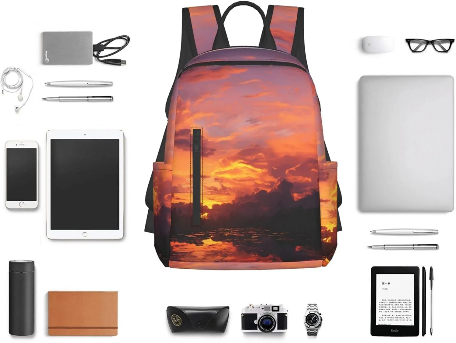 Backpack for Men Women Laptop Backpack Sunset at dusk Daypack Laptop Bag for Travel, Sunset at Dusk, One Size