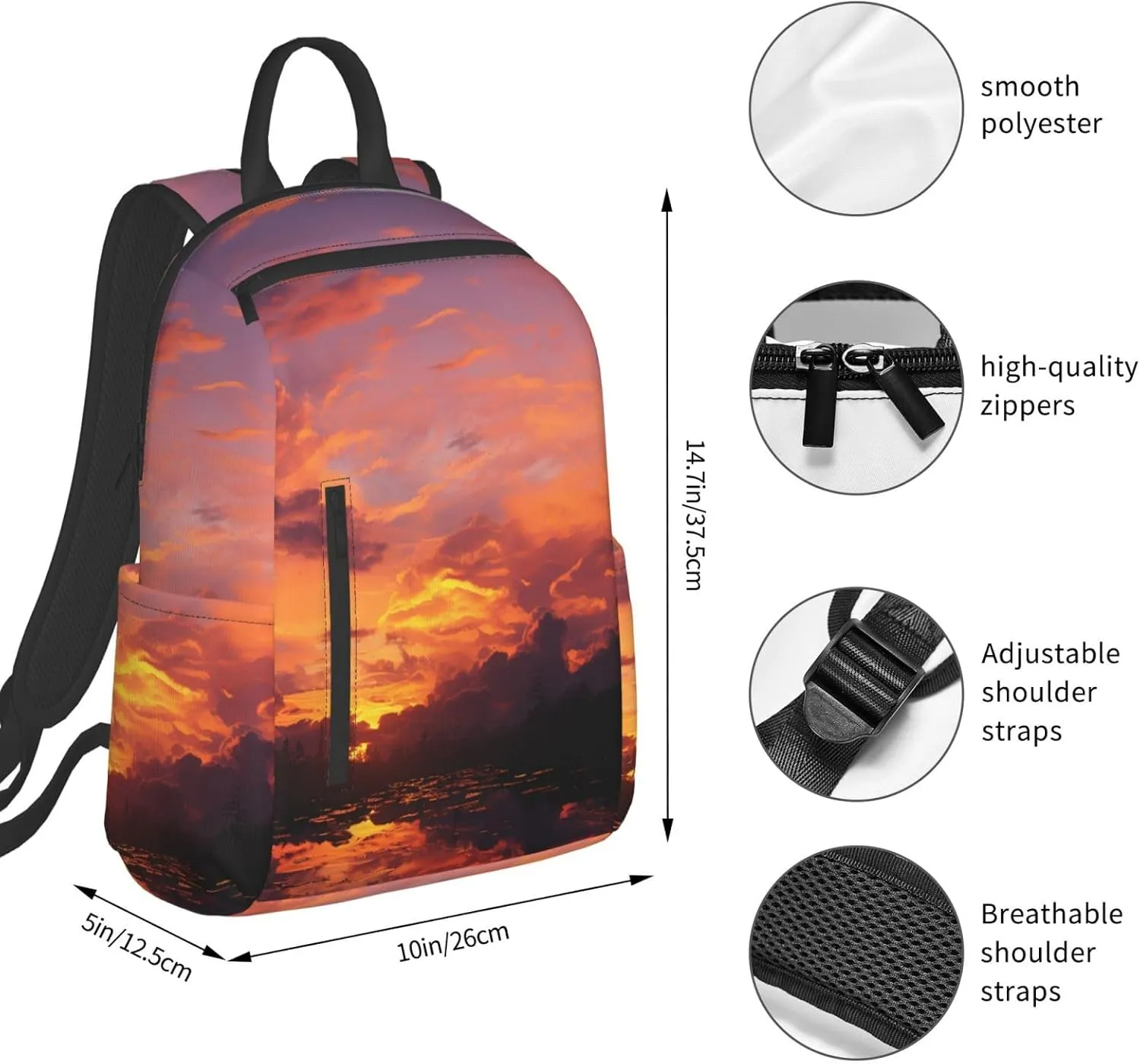 Backpack for Men Women Laptop Backpack Sunset at dusk Daypack Laptop Bag for Travel, Sunset at Dusk, One Size
