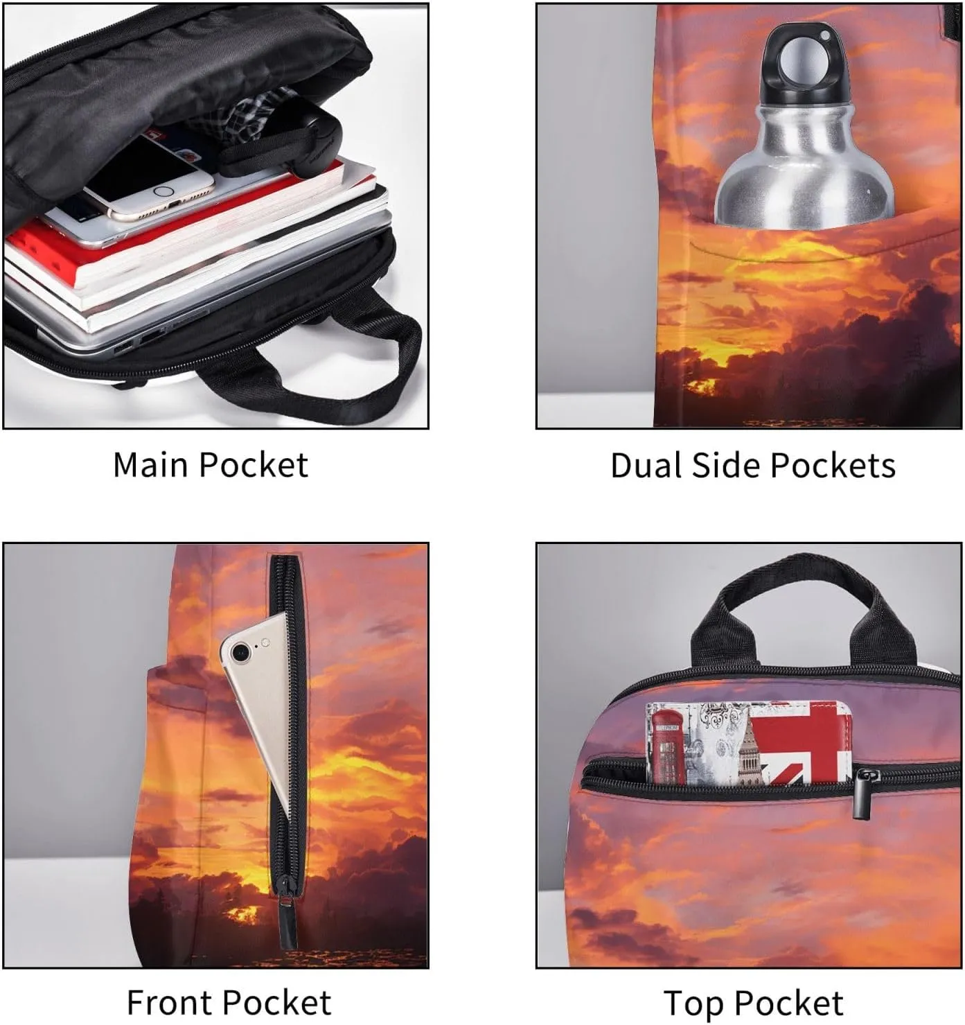 Backpack for Men Women Laptop Backpack Sunset at dusk Daypack Laptop Bag for Travel, Sunset at Dusk, One Size