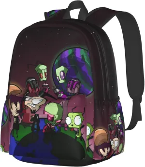 Backpacks Invader Anime Zim Adjustable Laptop Backpack Double Shoulder Bag for Women Men Climbing Shopping Work