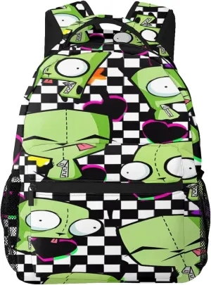 Backpacks Invader Anime Zim Adjustable Laptop Backpack Double Shoulder Bag for Women Men Climbing Shopping Work
