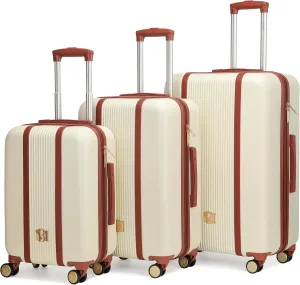 Badgley Mischka Mia 3-Piece Expandable Polycarbonate-ABS Retro Luggage Set (Champage)