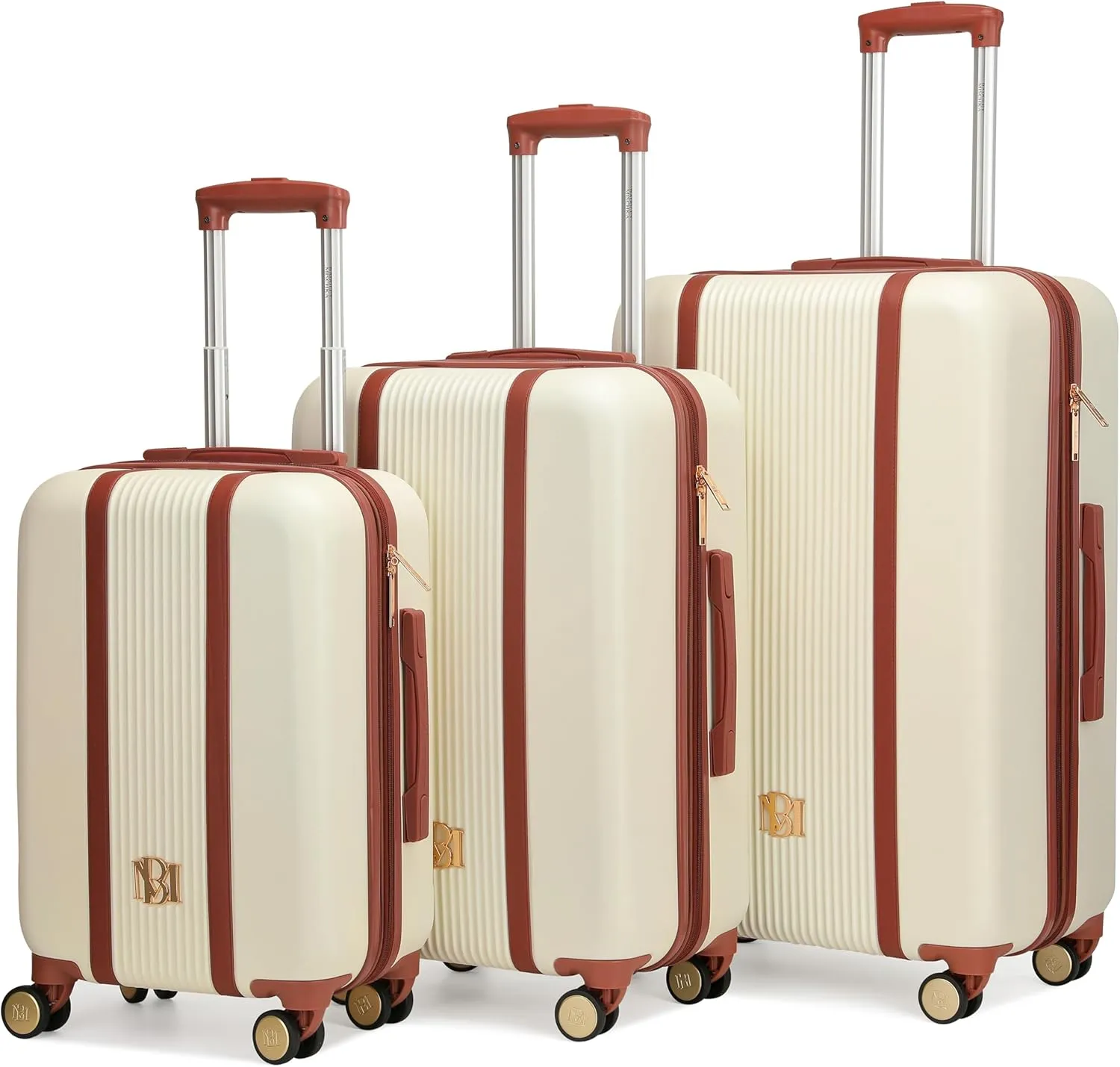 Badgley Mischka Mia 3-Piece Expandable Polycarbonate-ABS Retro Luggage Set (Champage)