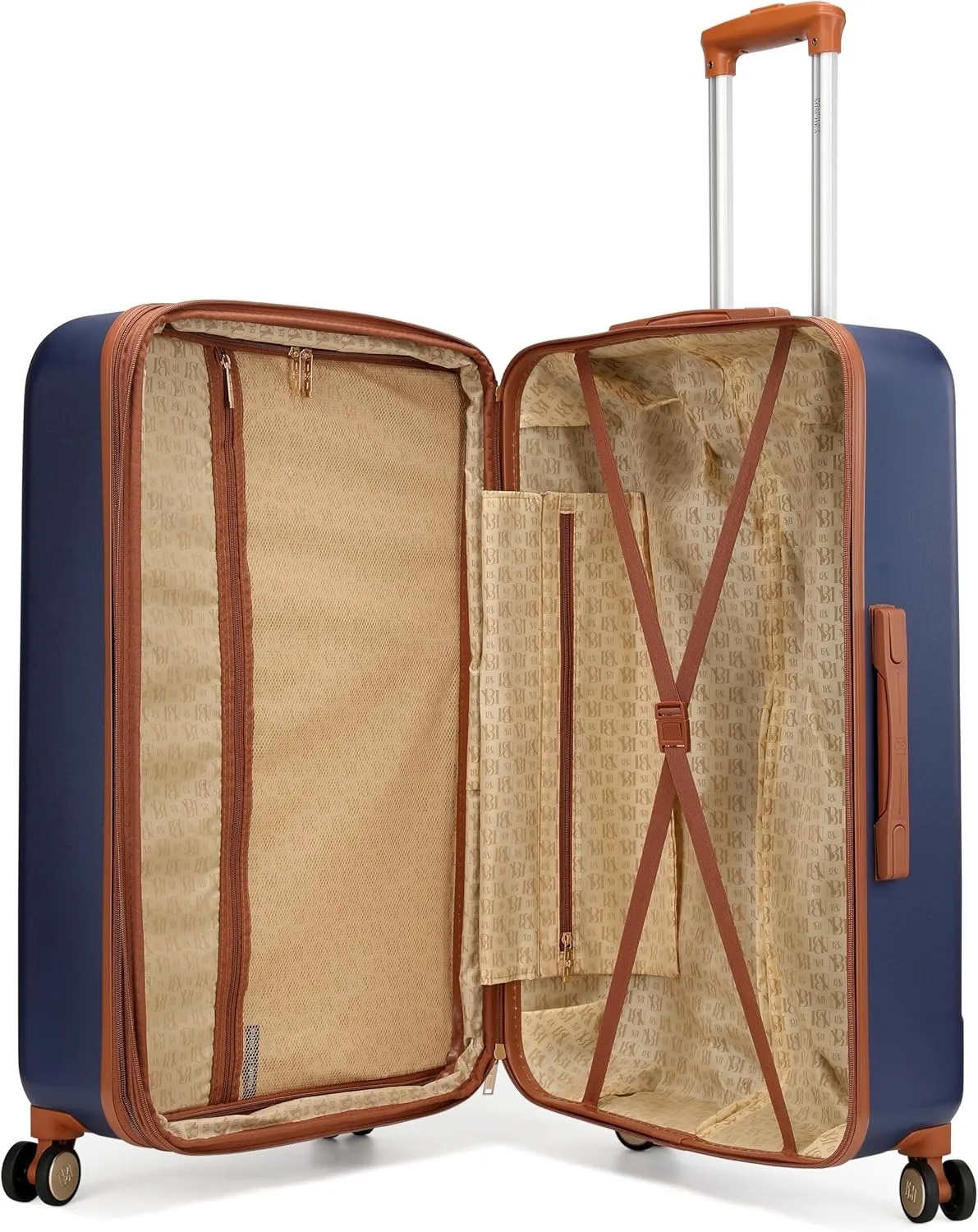 Badgley Mischka Mia 3-Piece Expandable Polycarbonate-ABS Retro Luggage Set (Navy)