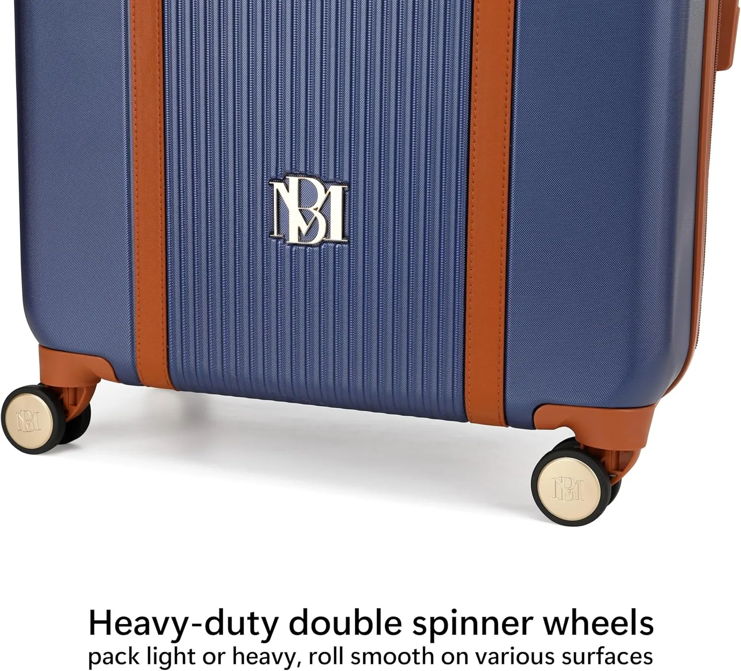 Badgley Mischka Mia 3-Piece Expandable Polycarbonate-ABS Retro Luggage Set (Navy)