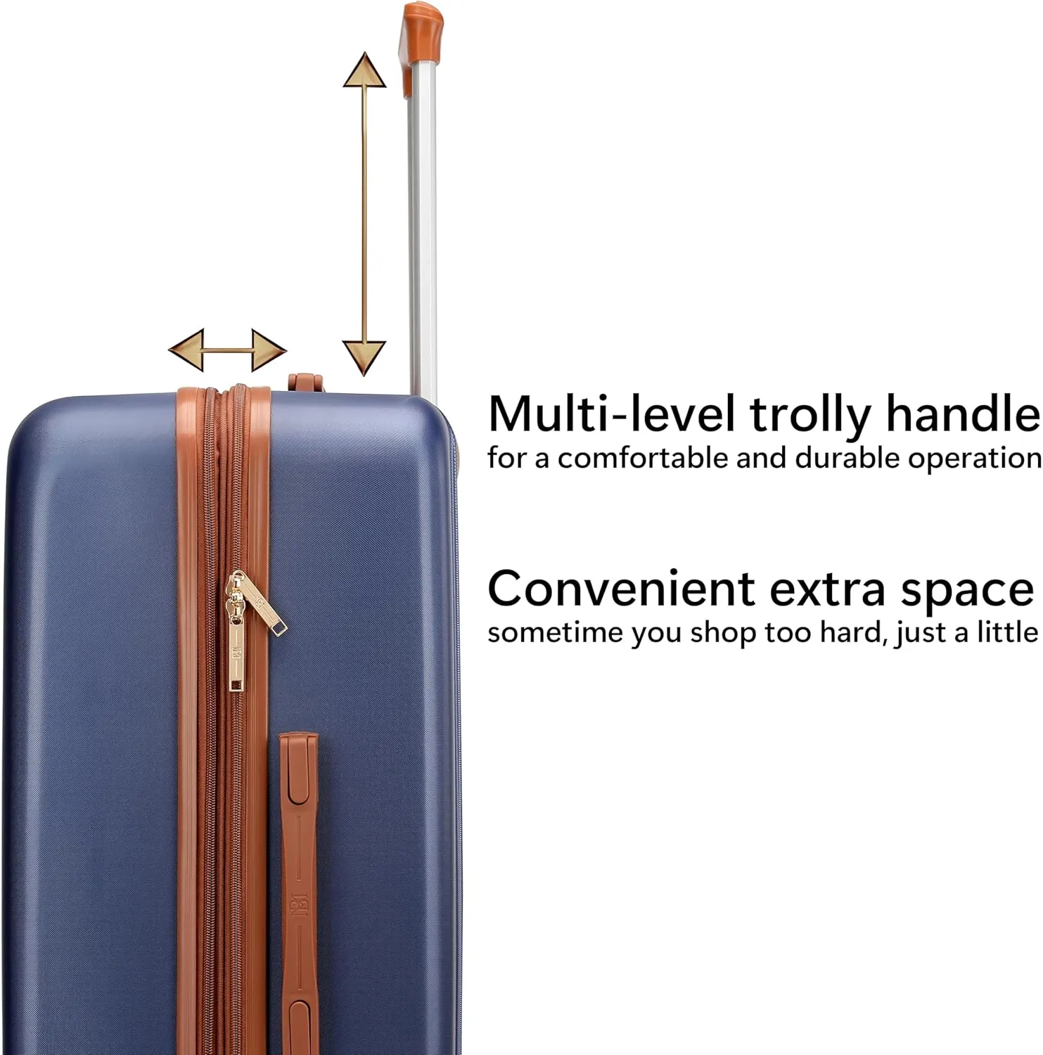 Badgley Mischka Mia 3-Piece Expandable Polycarbonate-ABS Retro Luggage Set (Navy)