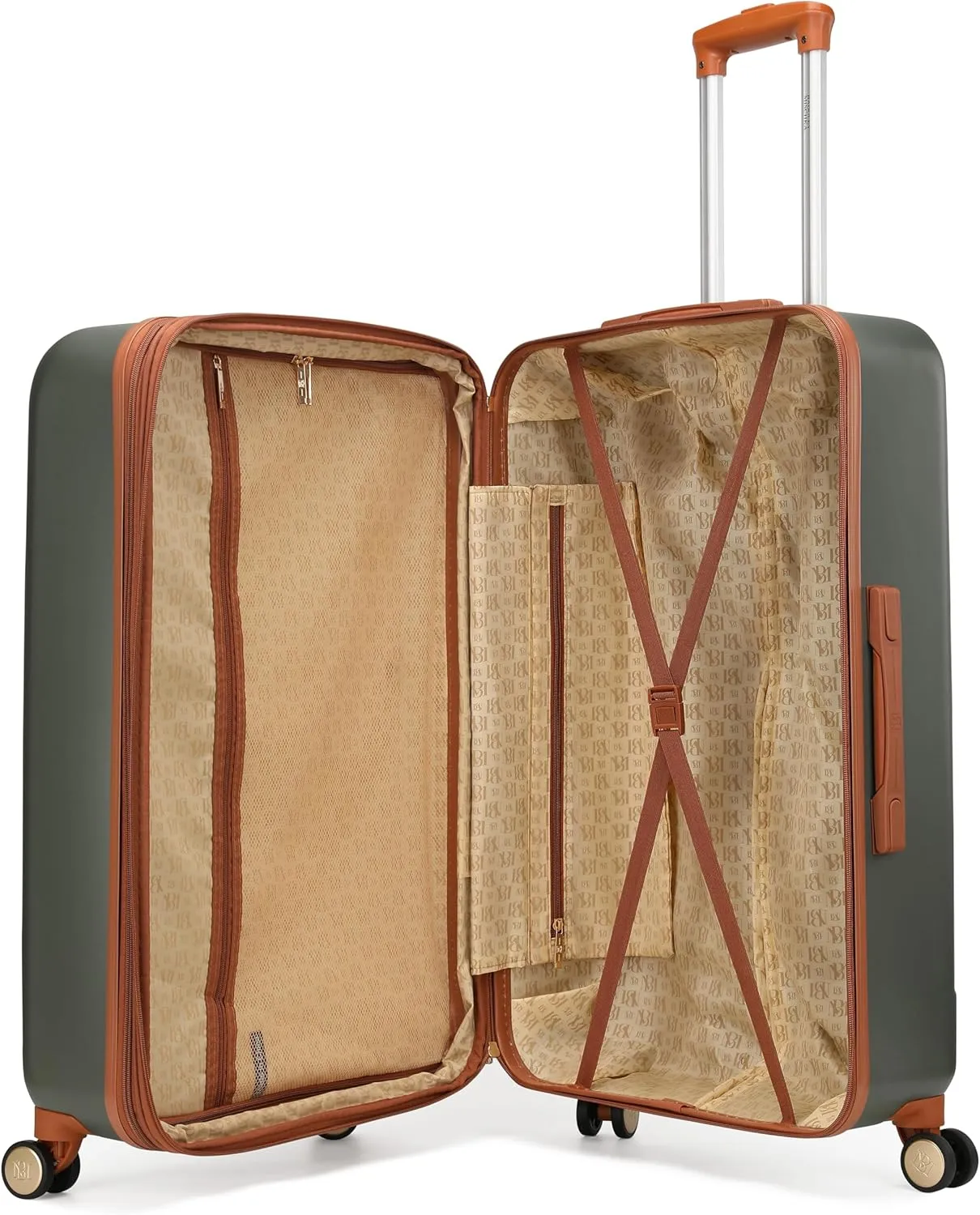 Badgley Mischka Mia 3-Piece Expandable Polycarbonate-ABS Retro Luggage Set (Olive Green)