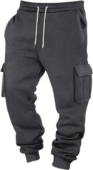 Baggy Cargo Sweatpants for Men Casual Sweat Pants Drawstring Waist Athletic Pants Joggers with Pockets