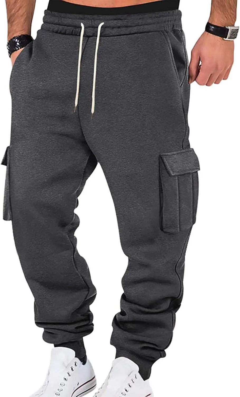 Baggy Cargo Sweatpants for Men Casual Sweat Pants Drawstring Waist Athletic Pants Joggers with Pockets