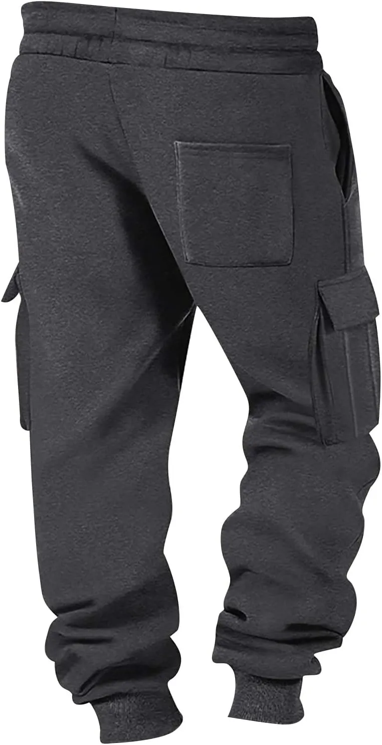 Baggy Cargo Sweatpants for Men Casual Sweat Pants Drawstring Waist Athletic Pants Joggers with Pockets