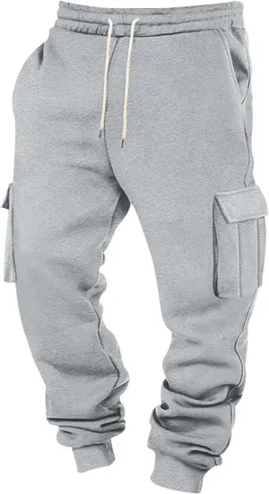 Baggy Cargo Sweatpants for Men Casual Sweat Pants Drawstring Waist Athletic Pants Joggers with Pockets