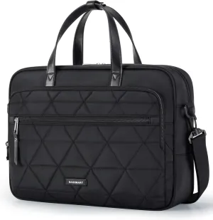 BAGSMART Laptop Bag for Women/Men, 15.6 Inch Briefcase, Stylish Leather Computer Messenger Bag for Office Business, Black