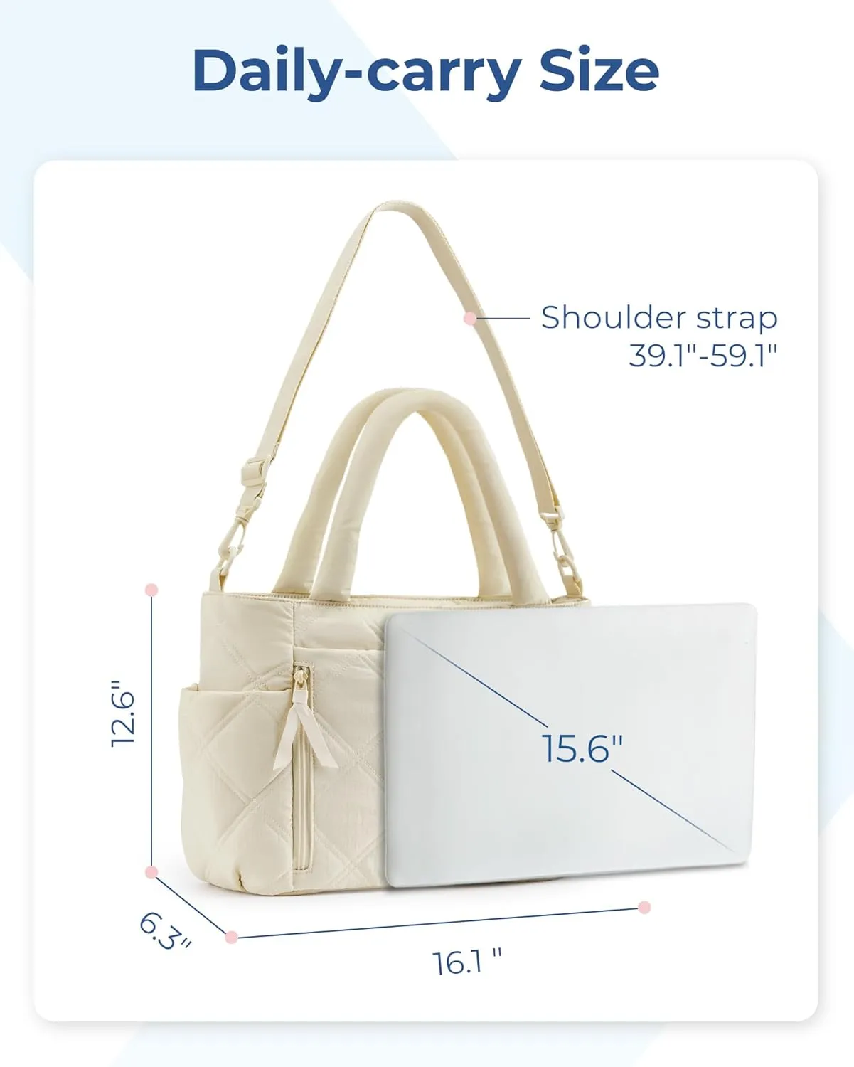 BAGSMART Tote Bag for Women, Puffer Tote Bag with Zipper, Shoulder Bag Handbag Quilted Tote Bag for Travel, Sport, Work