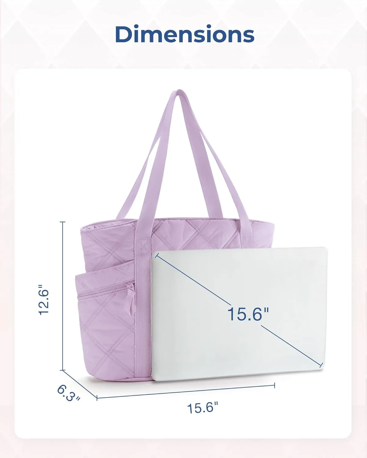 BAGSMART Tote Bag for Women, Puffer Work Tote with Zipper, Travel Essentials Quilted Nurse Travel Hospital Bag