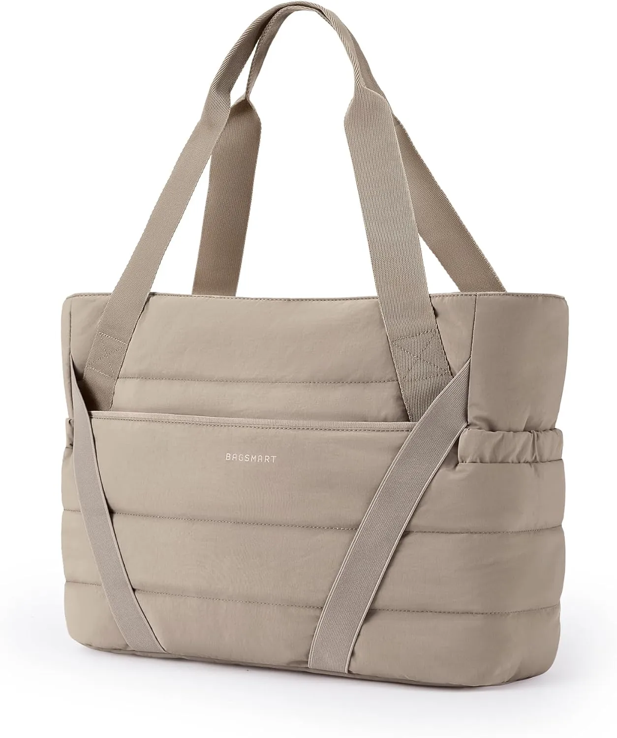 BAGSMART Tote Bag for Women with Zipper and Yoga Mat Straps for Travel Sport Work Quilted Tote