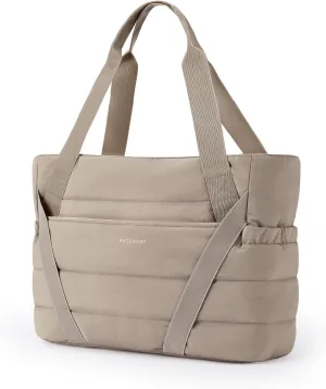BAGSMART Tote Bag for Women with Zipper and Yoga Mat Straps for Travel Sport Work Quilted Tote