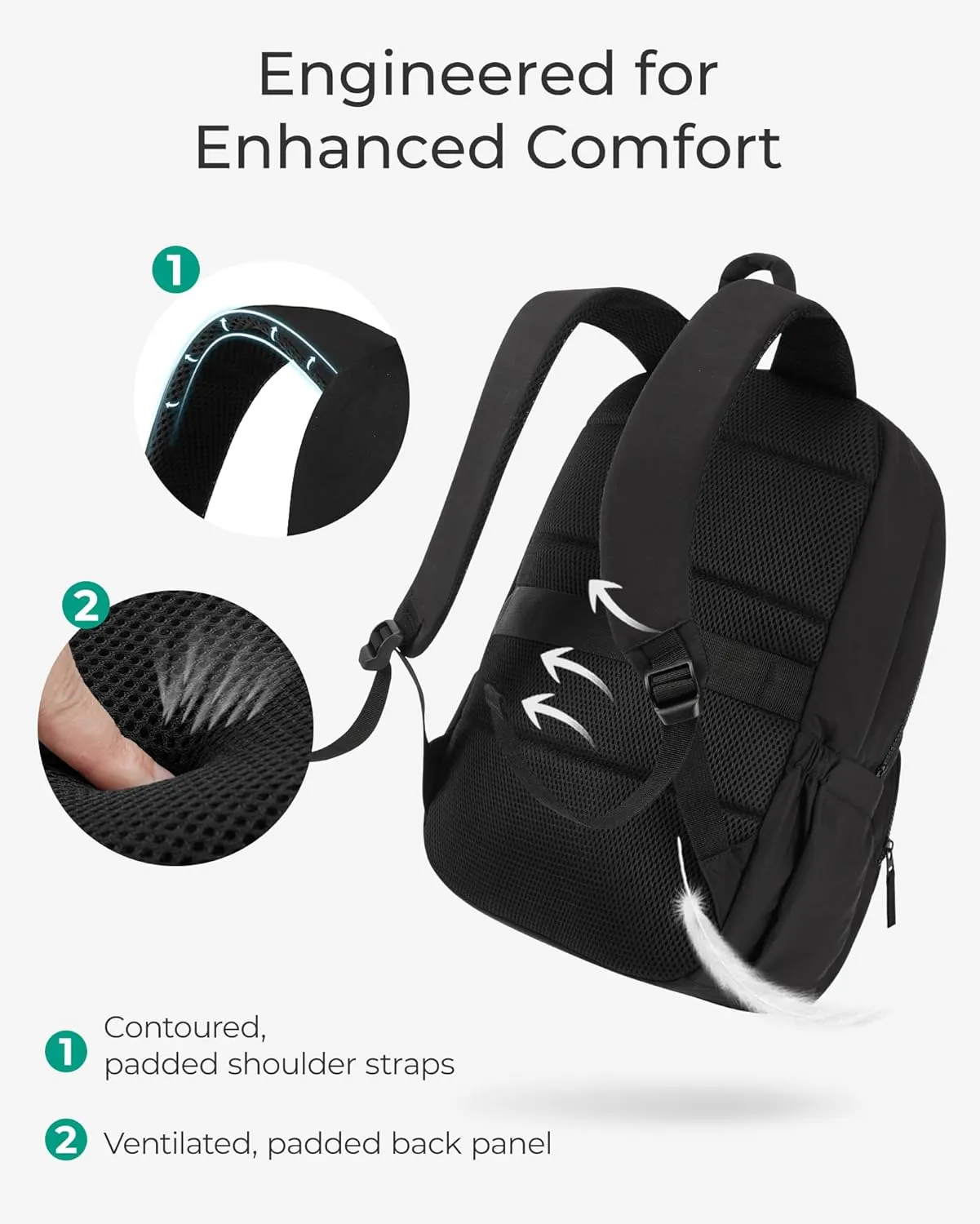 BAGSMAT Womens Backpack Travel Laptop Backpack for Women, Quilted College Laptop Bookbag, Work Back Pack for Women, Cute Computer Water-Resistant Casual Daypack, Puffer Black