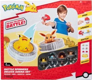 Bandai - Pokémon - Arena Pack   4 Spinners Included - Pokémon Arena   2 Pokémon Launchers   4 Pikachu Spinners, Eevee, Caparpuce and Charmander - Pokémon Spinners Fight - Toy for Children 4 Years and
