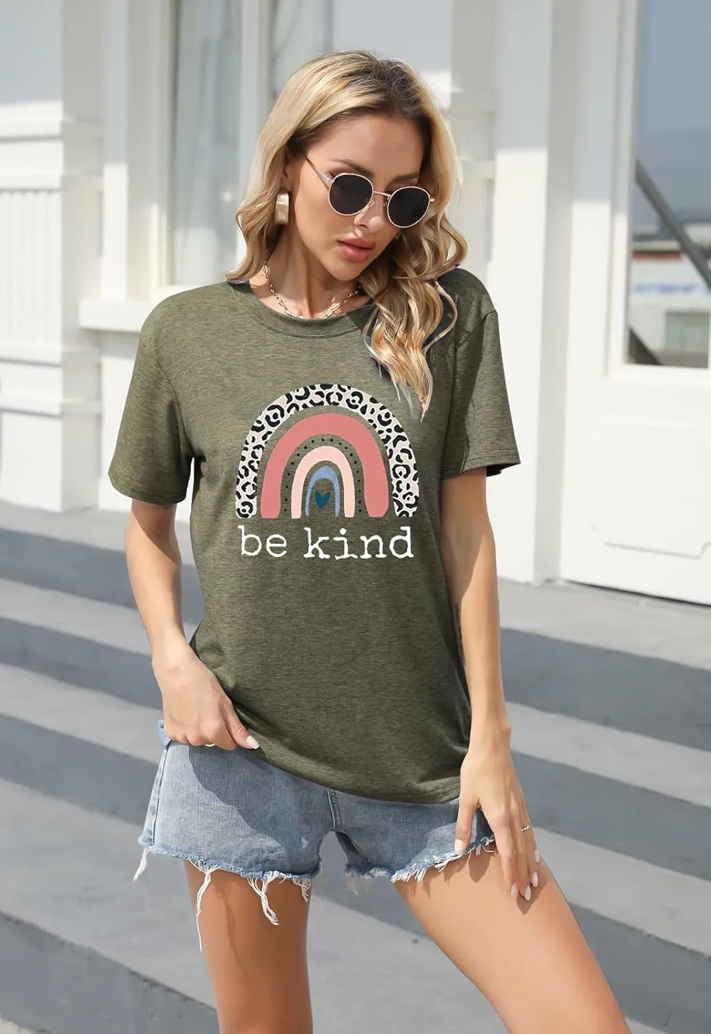 Be Kind T Shirts Women Graphic Short Sleeve Summer Tops Loose Casual Teacher Tees