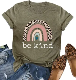 Be Kind T Shirts Women Graphic Short Sleeve Summer Tops Loose Casual Teacher Tees