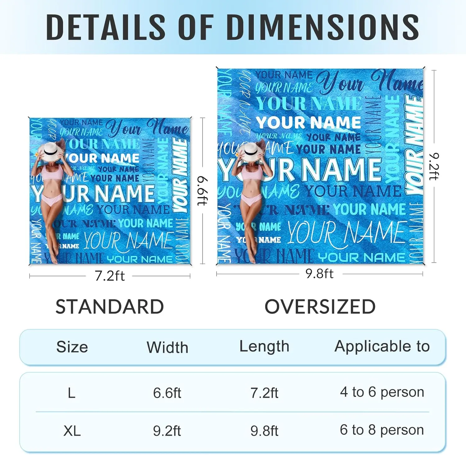 Beach Mat Sandproof Waterproof, 79”x87” Personalized Foldable Portable Beach Blanket with 4 Corner Pockets Stakes, Lightweight Beach Mat for Travel Picnic Outdoor Camping Party