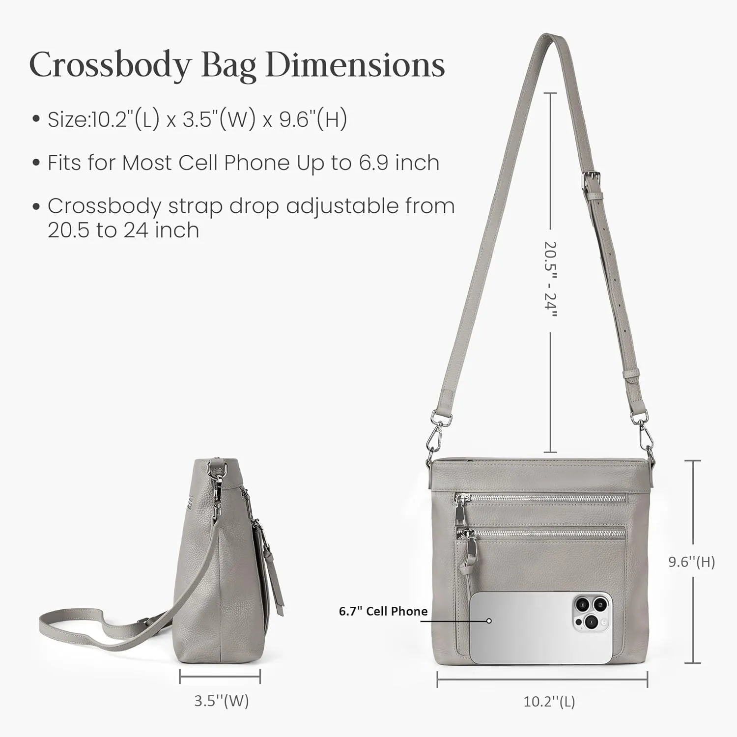 befen Genuine Leather Crossbody Bags for Women, Women's Lightweight Medium Crossbody Shoulder Purses Handbags