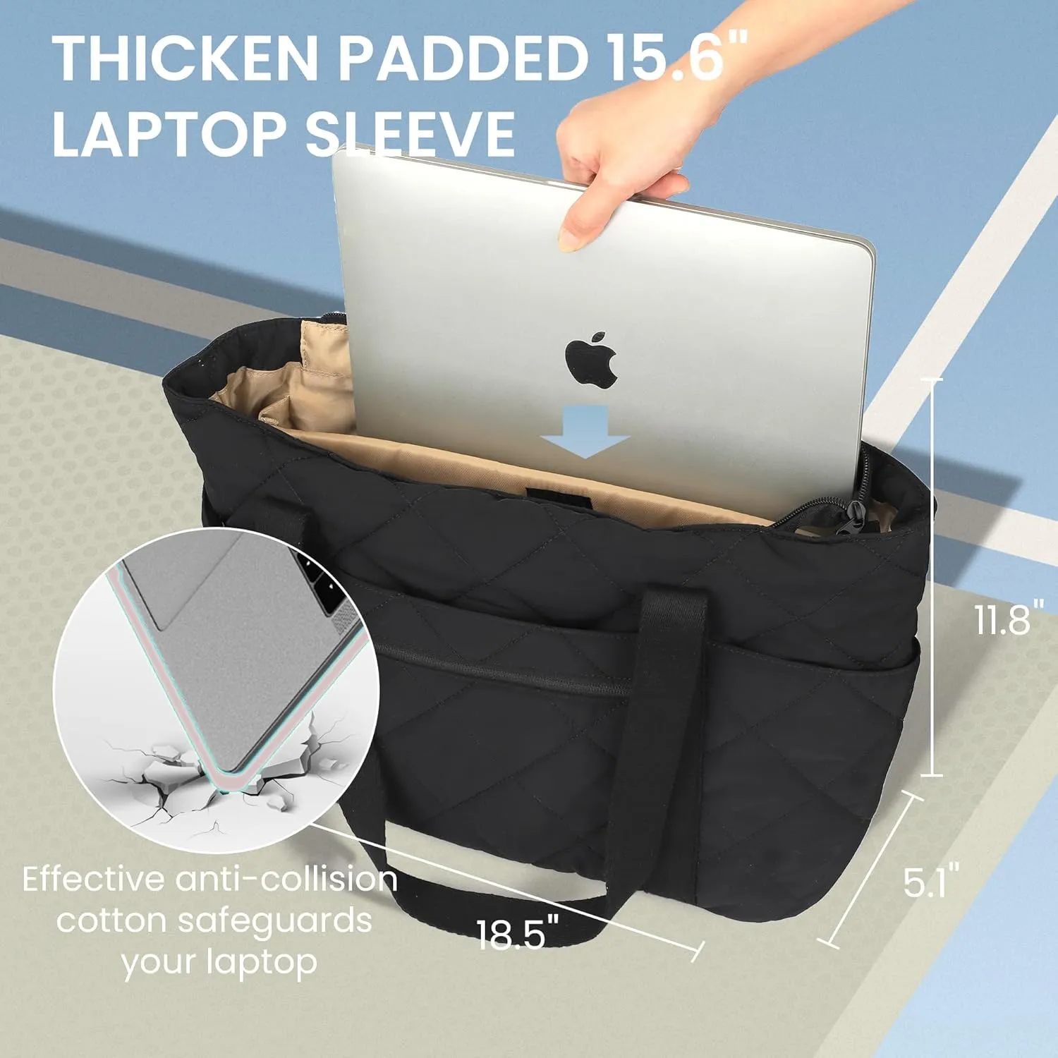 befen Laptop Tote Bag for Women Work, Travel Tote Bags Nurse Puffer Quilted Handbags, Lightweight Waterproof Beach Purse