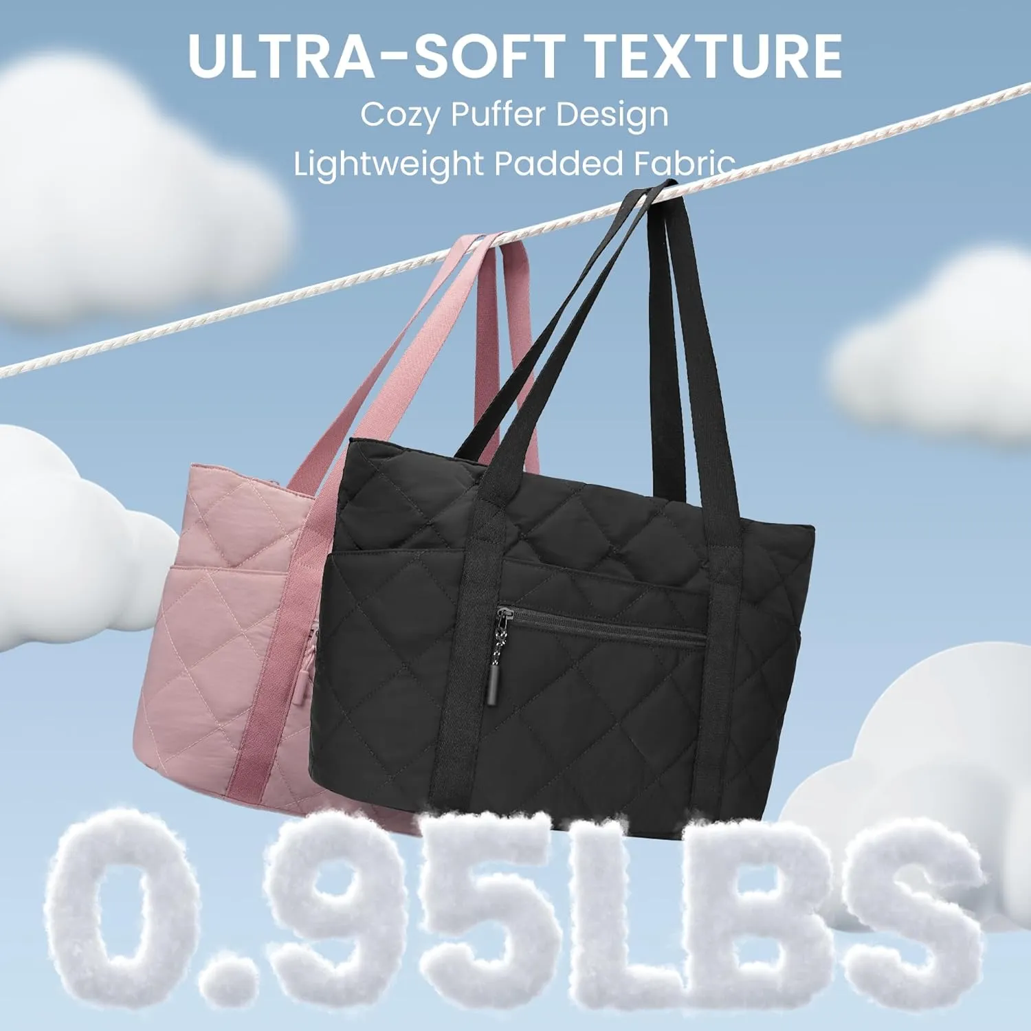 befen Laptop Tote Bag for Women Work, Travel Tote Bags Nurse Puffer Quilted Handbags, Lightweight Waterproof Beach Purse
