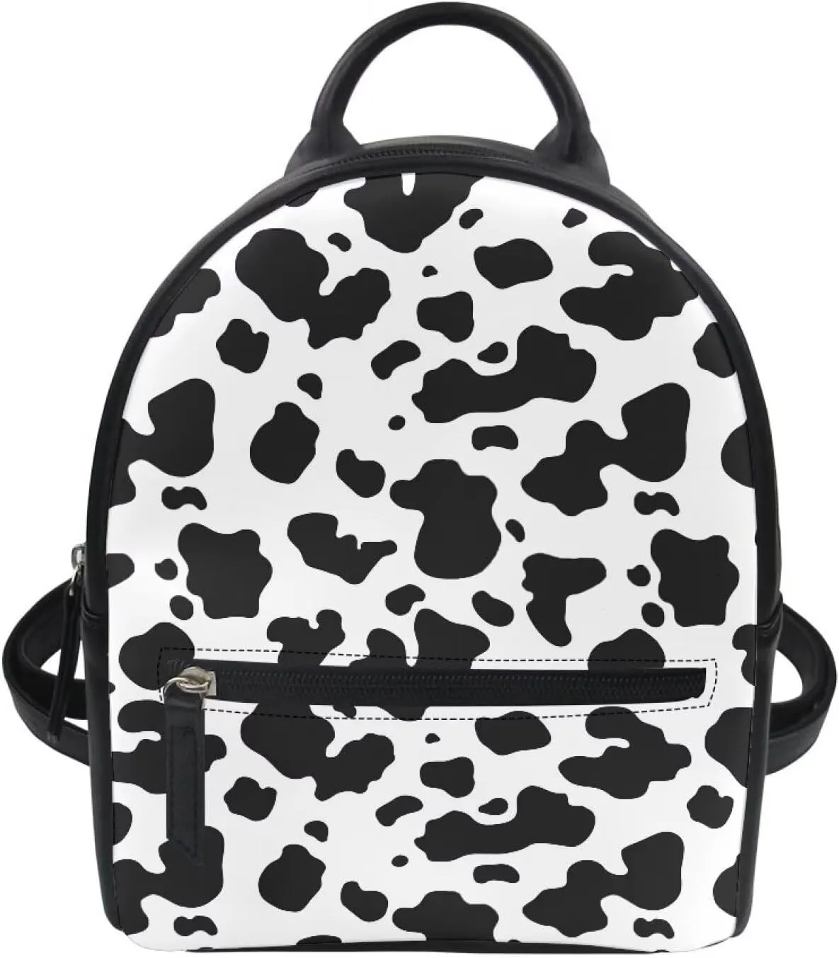 Beginterest Black White Cow Mini Backpack Purse for Women Shoulder Bag Daypack Small Travel Shopping Bag Handbag Tote