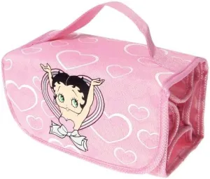 Betty Boop Pink Organizer Wrap Bag – Glittery Foldable Makeup & Storage Case with Clear Compartments – Cosmetic, Pencil, Jewelry, Toiletry & Accessory Gift Pouch for Women, Girls & Fans- Travel