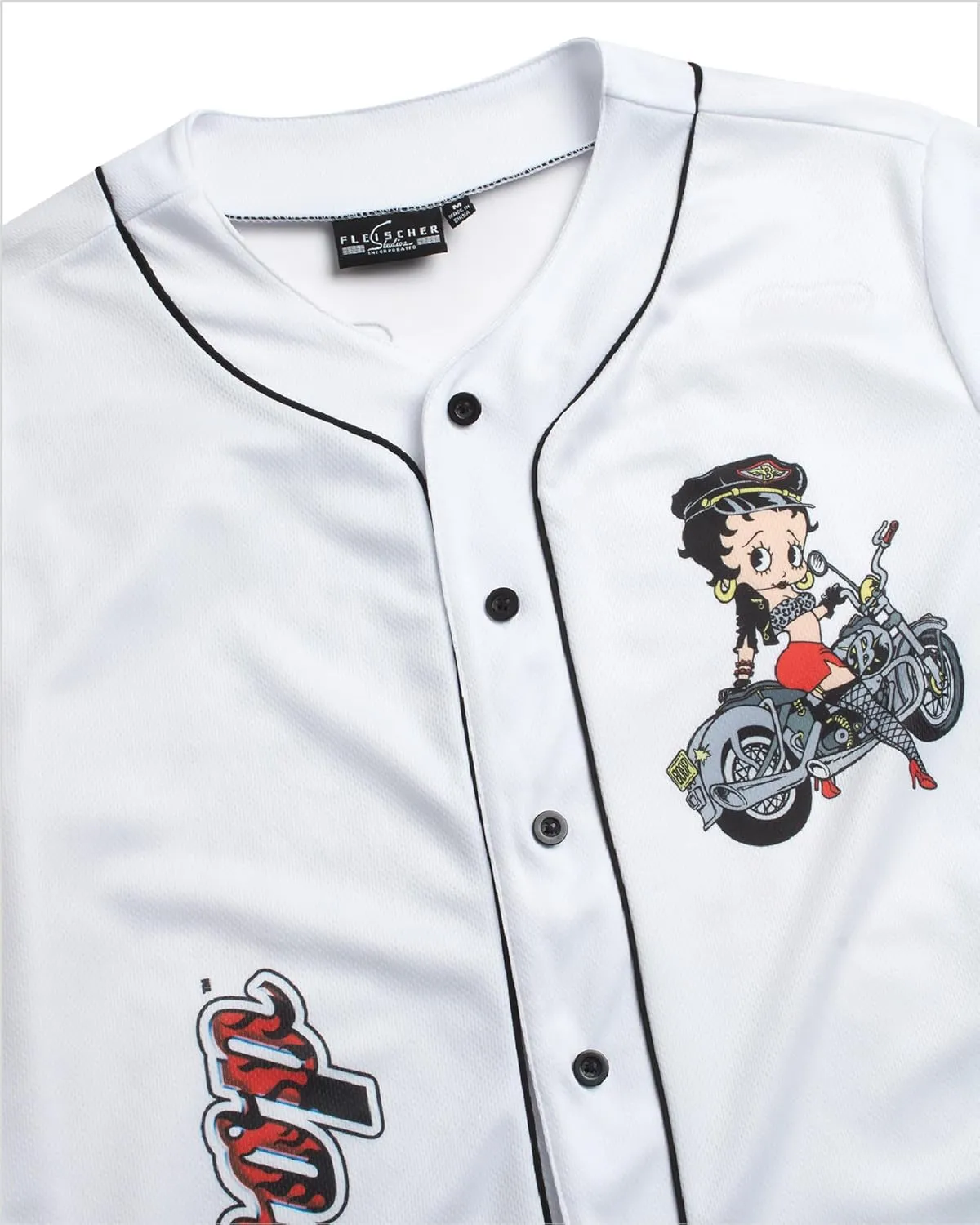 Betty Boop Women's Baseball Jersey - Vintage Novelty Button Down Uniform Top - Retro Jersey T-Shirt for Women (S-XL)