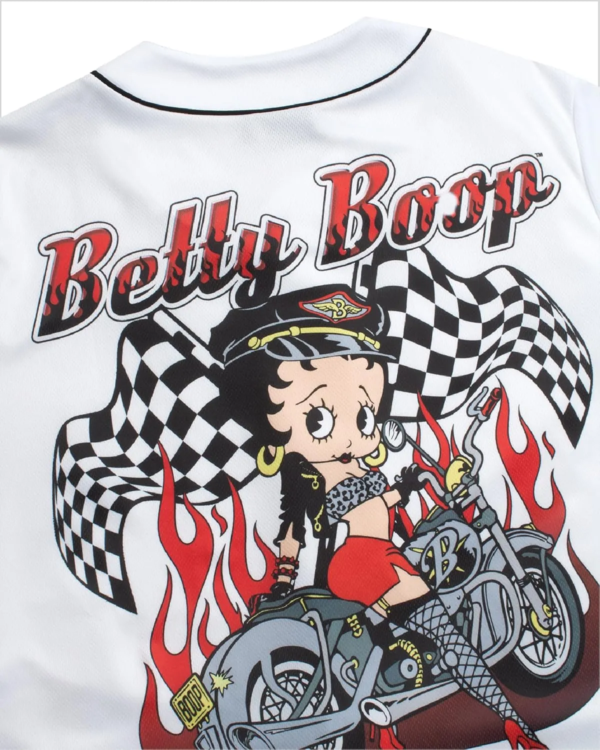Betty Boop Women's Baseball Jersey - Vintage Novelty Button Down Uniform Top - Retro Jersey T-Shirt for Women (S-XL)