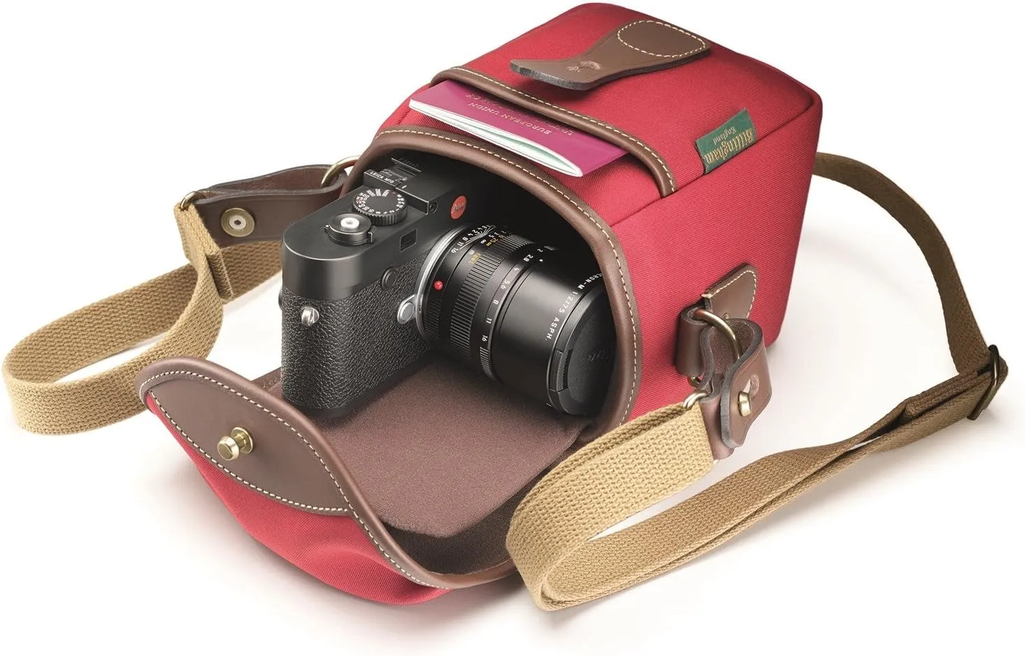 Billingham 72 Small Camera Bag (Burgundy Canvas/Chocolate Leather)