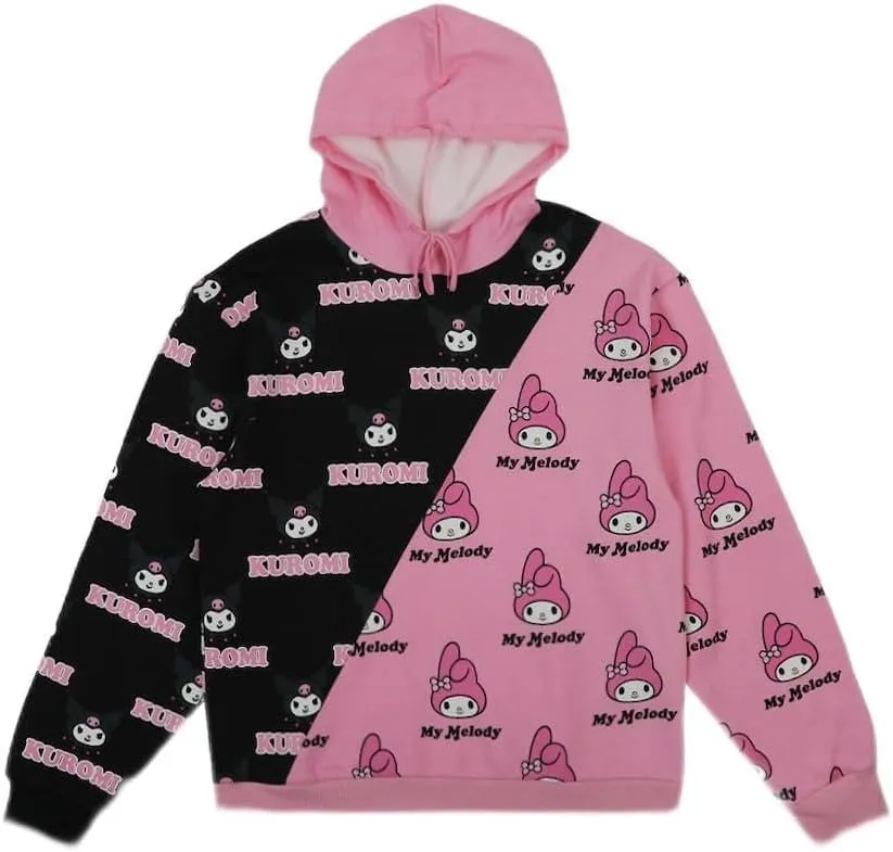 Bioworld Sanrio Kuromi & My Melody Repeat Split Unisex Adult Graphic Hoodie