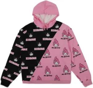 Bioworld Sanrio Kuromi & My Melody Repeat Split Unisex Adult Graphic Hoodie