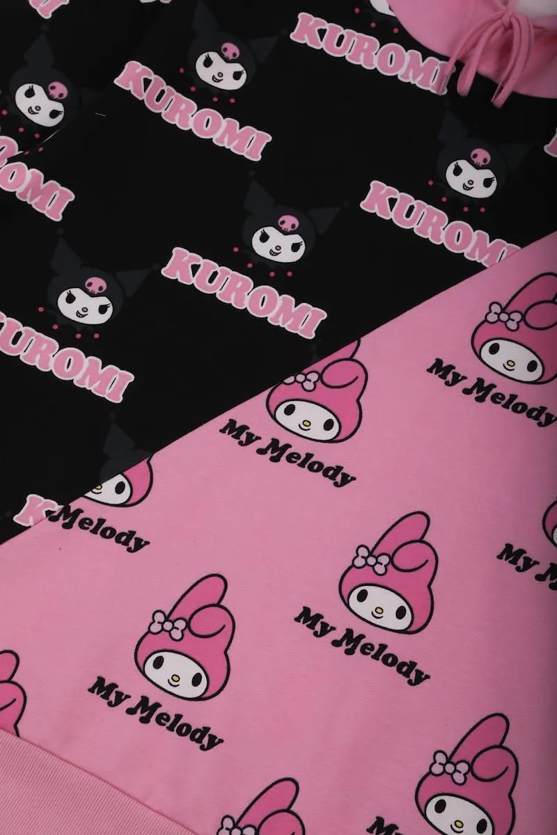 Bioworld Sanrio Kuromi & My Melody Repeat Split Unisex Adult Graphic Hoodie