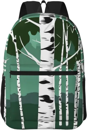 Birch Trees Travel Laptops Backpack For Women Men,Casual Work Bag 17inch Backpacks For Hiking Business