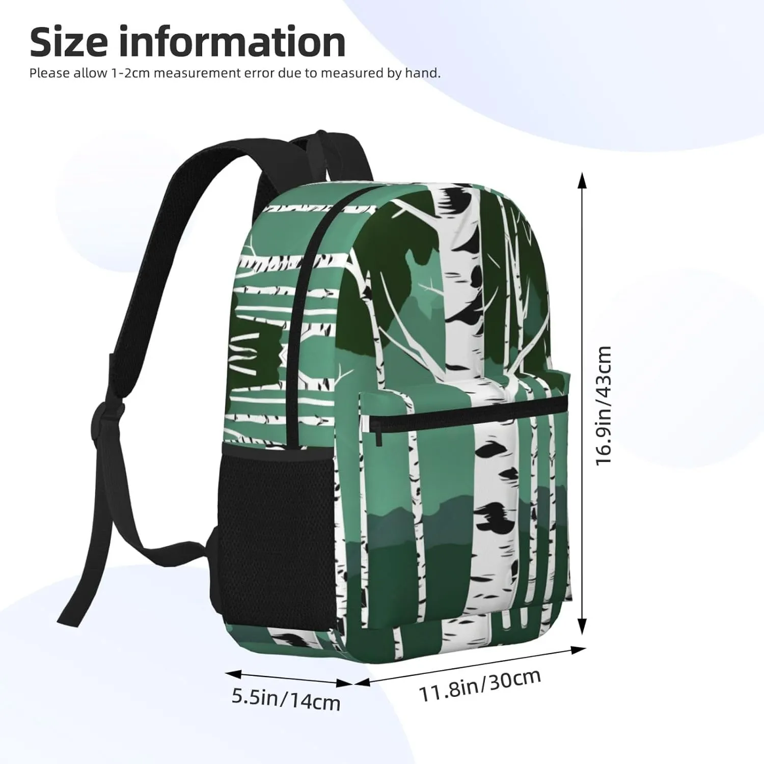 Birch Trees Travel Laptops Backpack For Women Men,Casual Work Bag 17inch Backpacks For Hiking Business