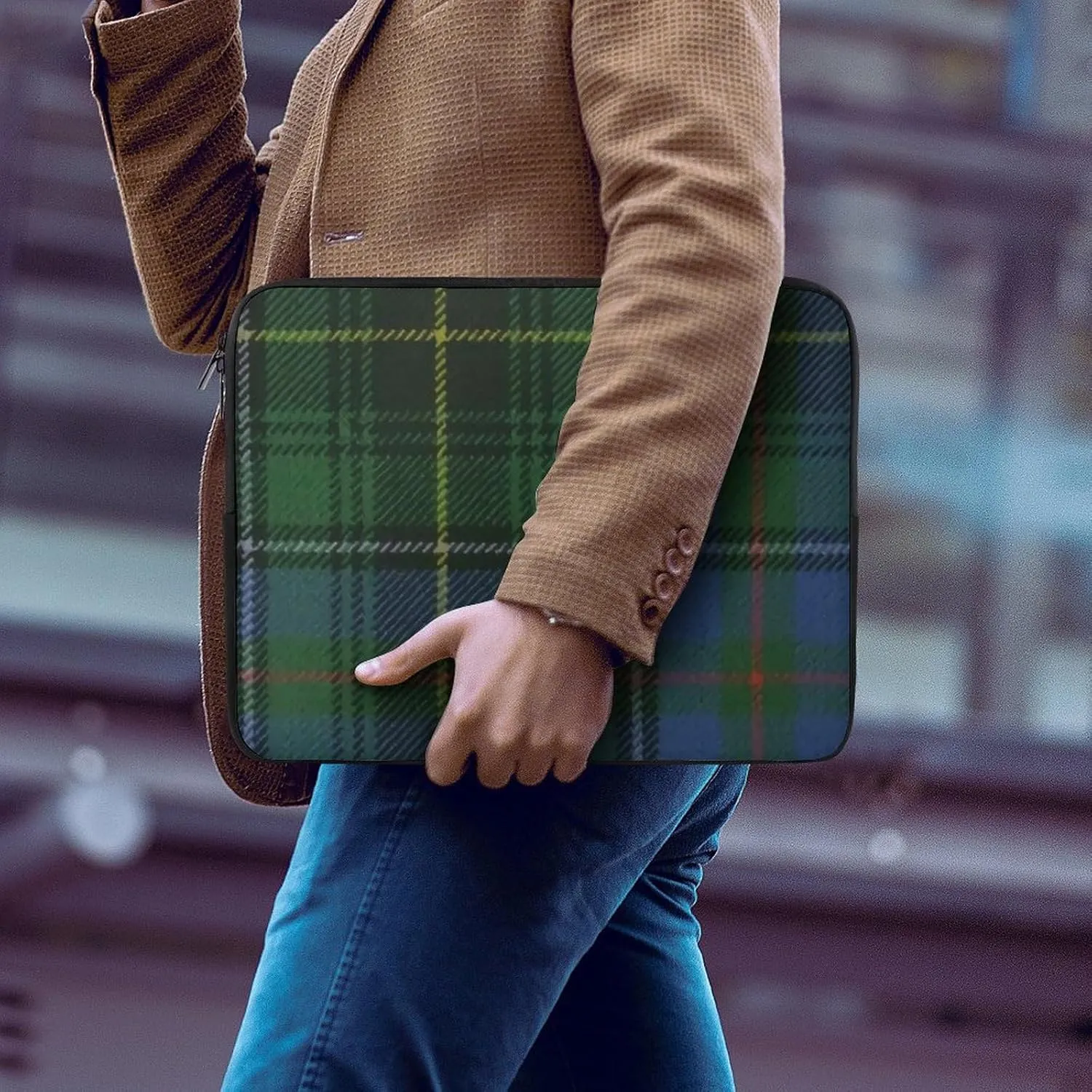 Black Watch Tartan Pattern All Print Hands Free Withdrawal Laptop Bag Unisex