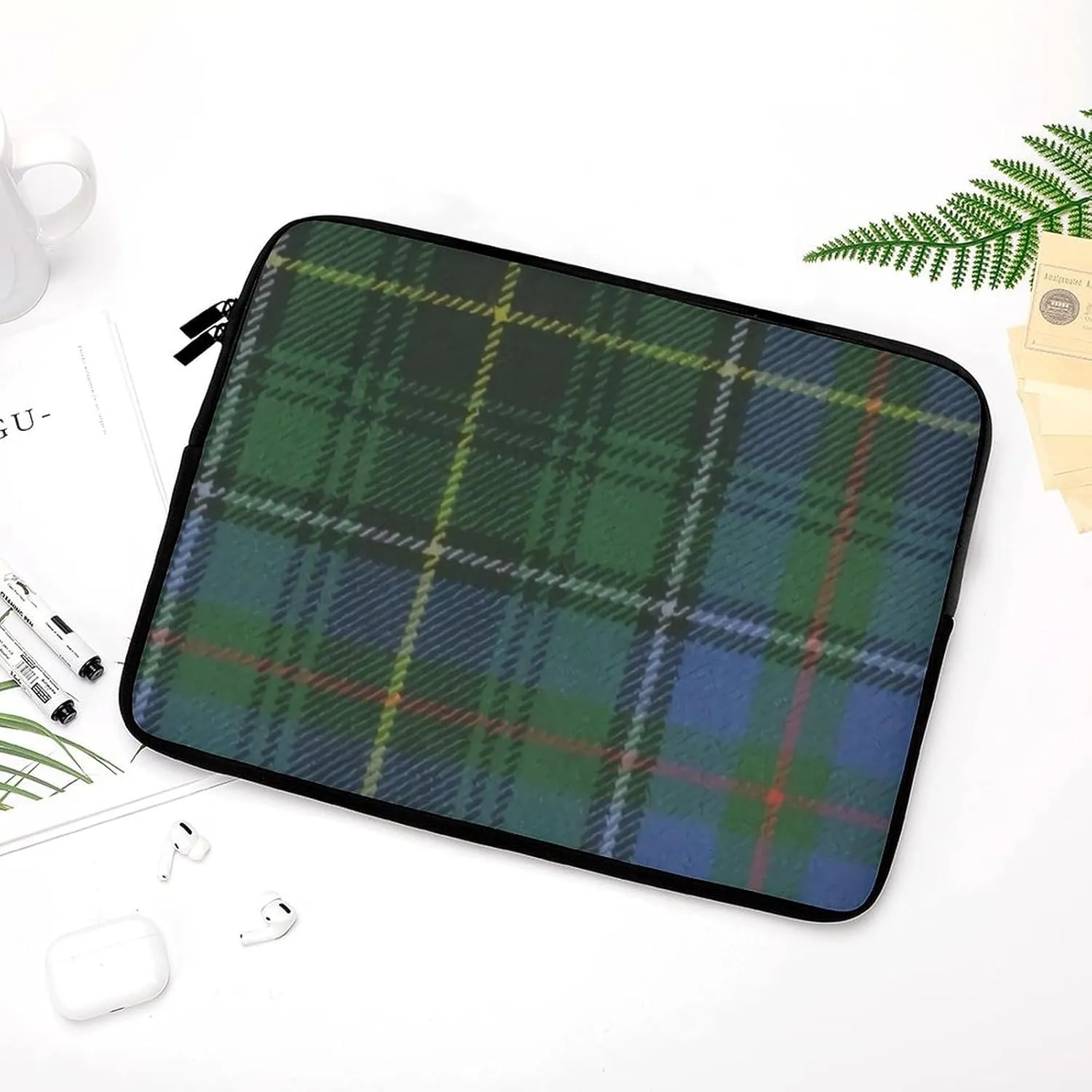Black Watch Tartan Pattern All Print Hands Free Withdrawal Laptop Bag Unisex