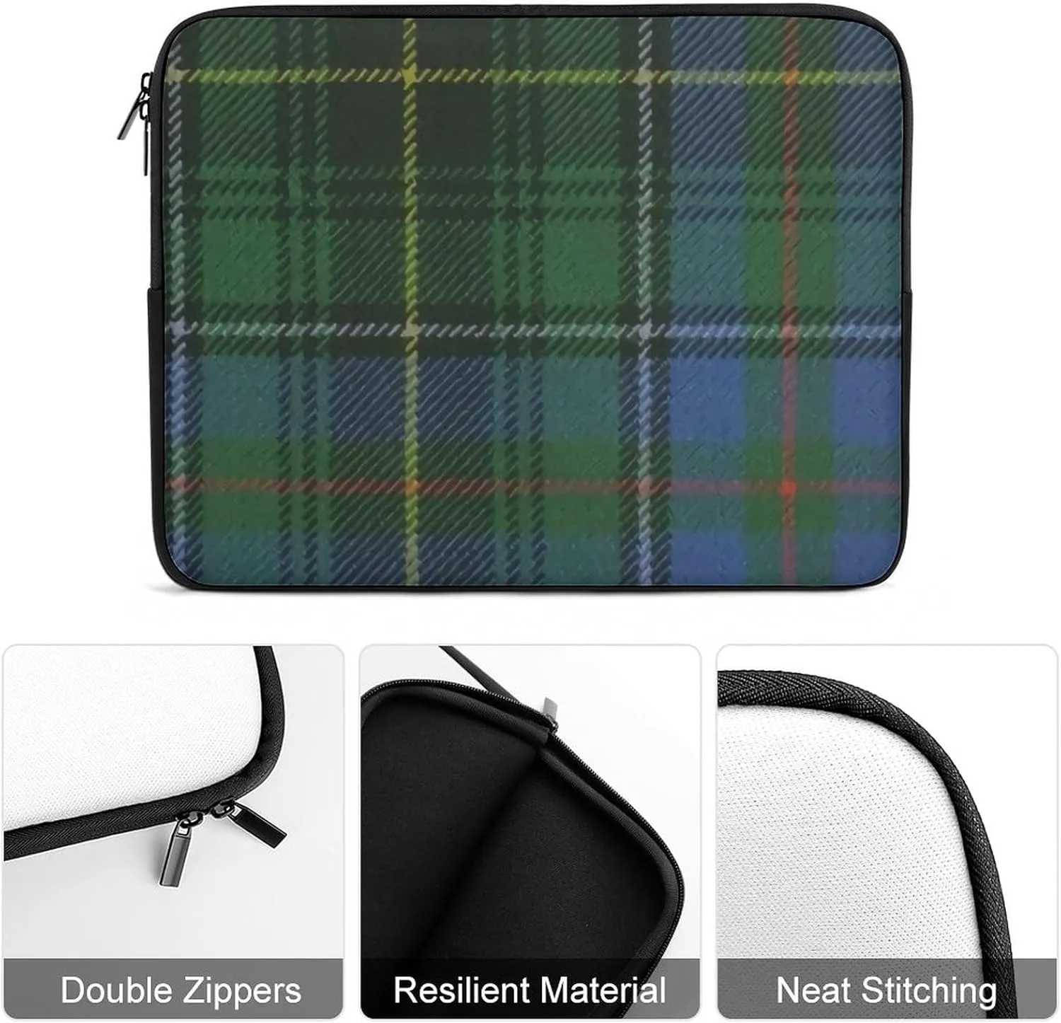 Black Watch Tartan Pattern All Print Hands Free Withdrawal Laptop Bag Unisex