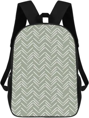 Boho Mud Cloth Chevron Pattern Sage Green Backpack Lightweight Waterproof Backpacks Laptop Backpack for Unisex Casual Travel Daypacks Large Capacity