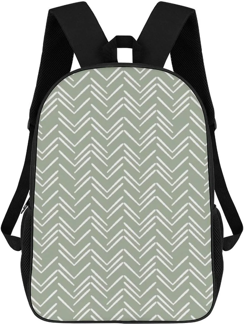 Boho Mud Cloth Chevron Pattern Sage Green Backpack Lightweight Waterproof Backpacks Laptop Backpack for Unisex Casual Travel Daypacks Large Capacity