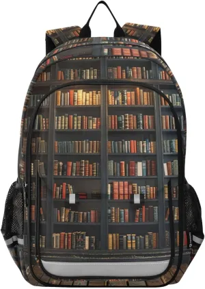 Bookshelf Full Of Books Old Library Print Backpack for Boys Middle-School Elementary Bookbags 20325041