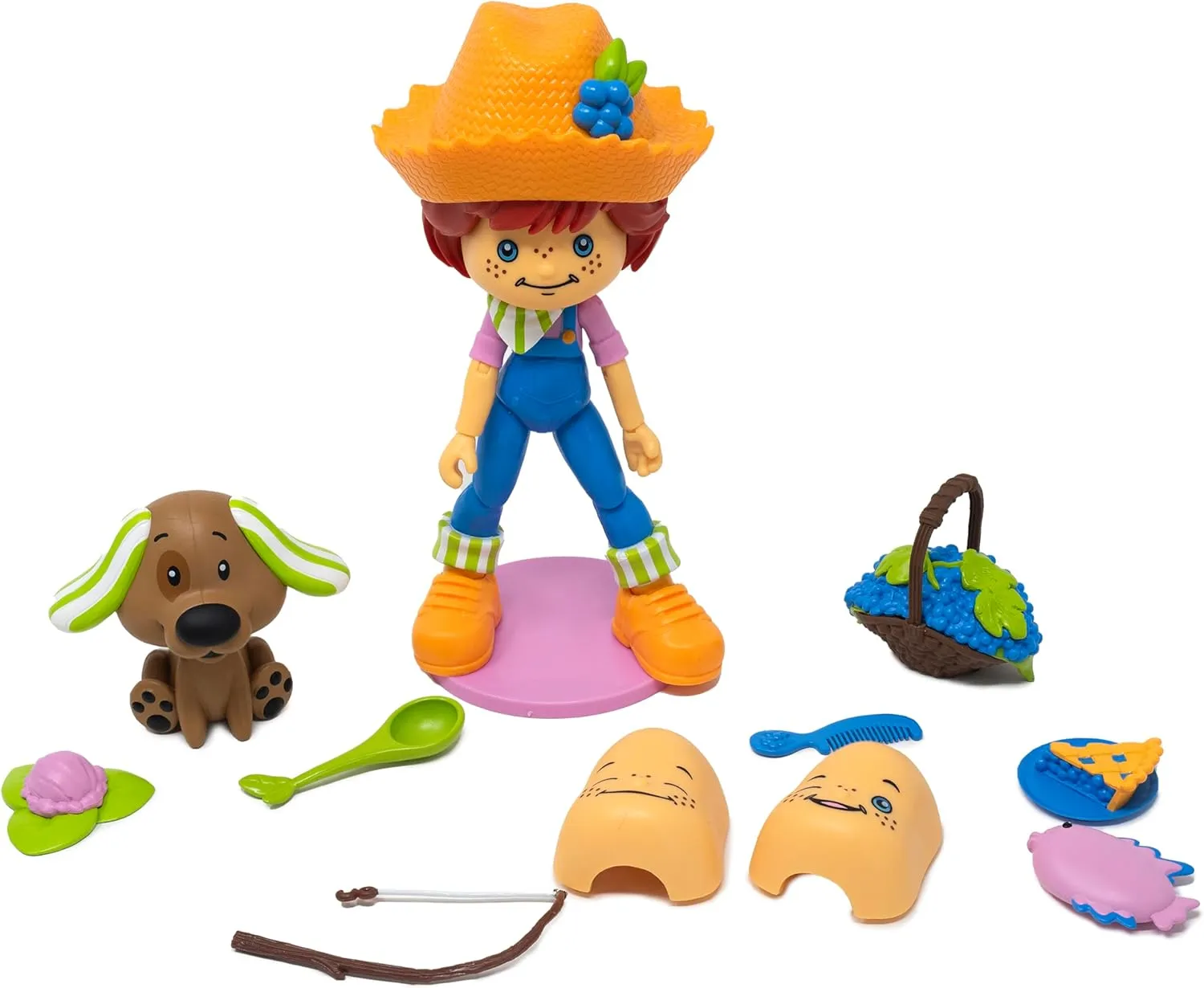 Boss Fight Studio Strawberry Shortcake Huckleberry Pie with Pupcake, Collectible Action Figure – Highly Articulated Fruity Scented Figurine with Accessories, Interchangeable Parts, and Stand – 1:12