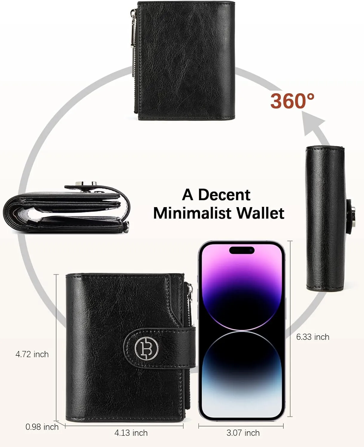 BOSTANTEN Women Leather Wallet Small RFID Blocking Bifold Zipper Pocket Wallet Card Case with ID Window Black