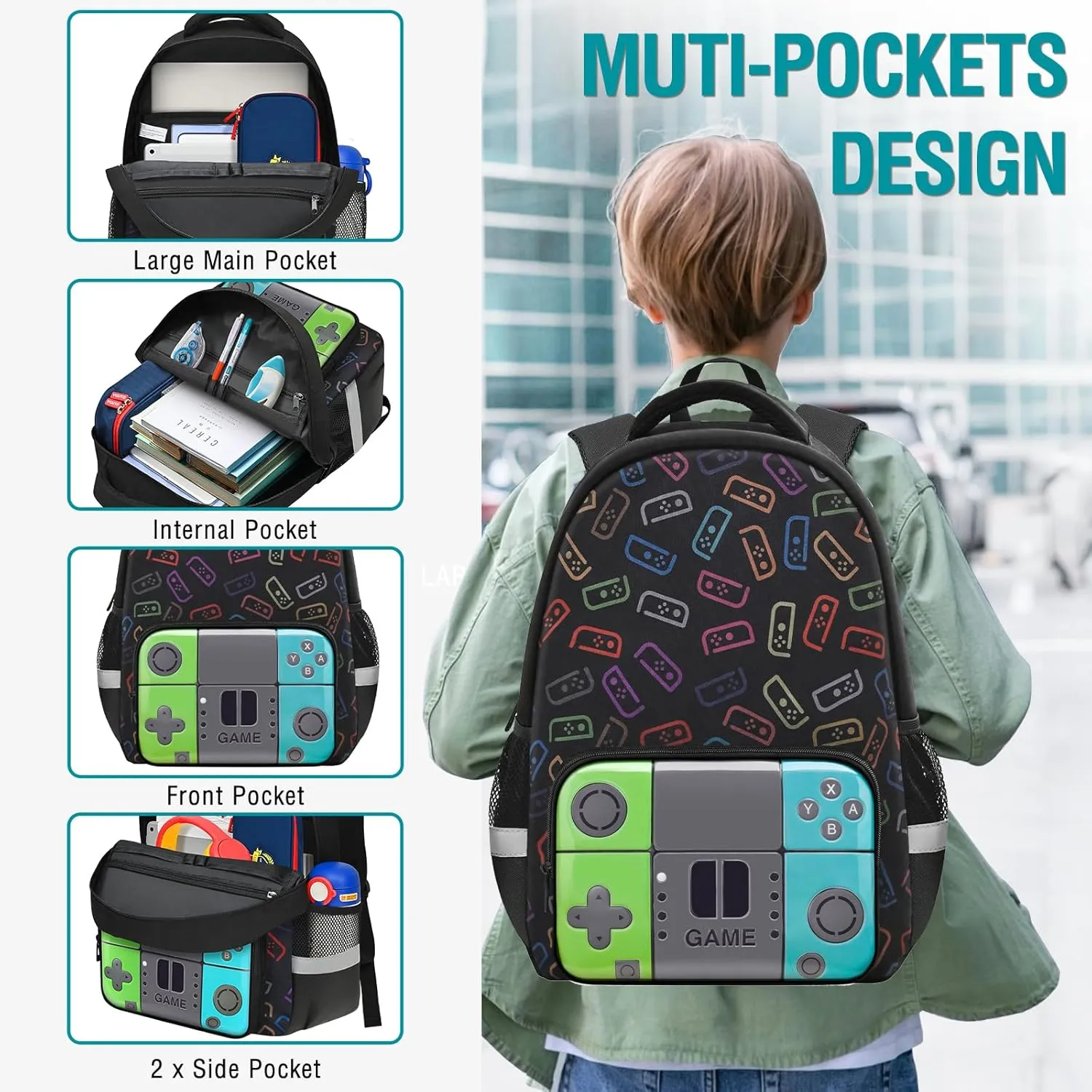 Boys Backpack For School Kids Backpack Game Schoolbag For Children Teens Elementary Middle College Student Bookbag Travel Rucksack Laptop Daypacks