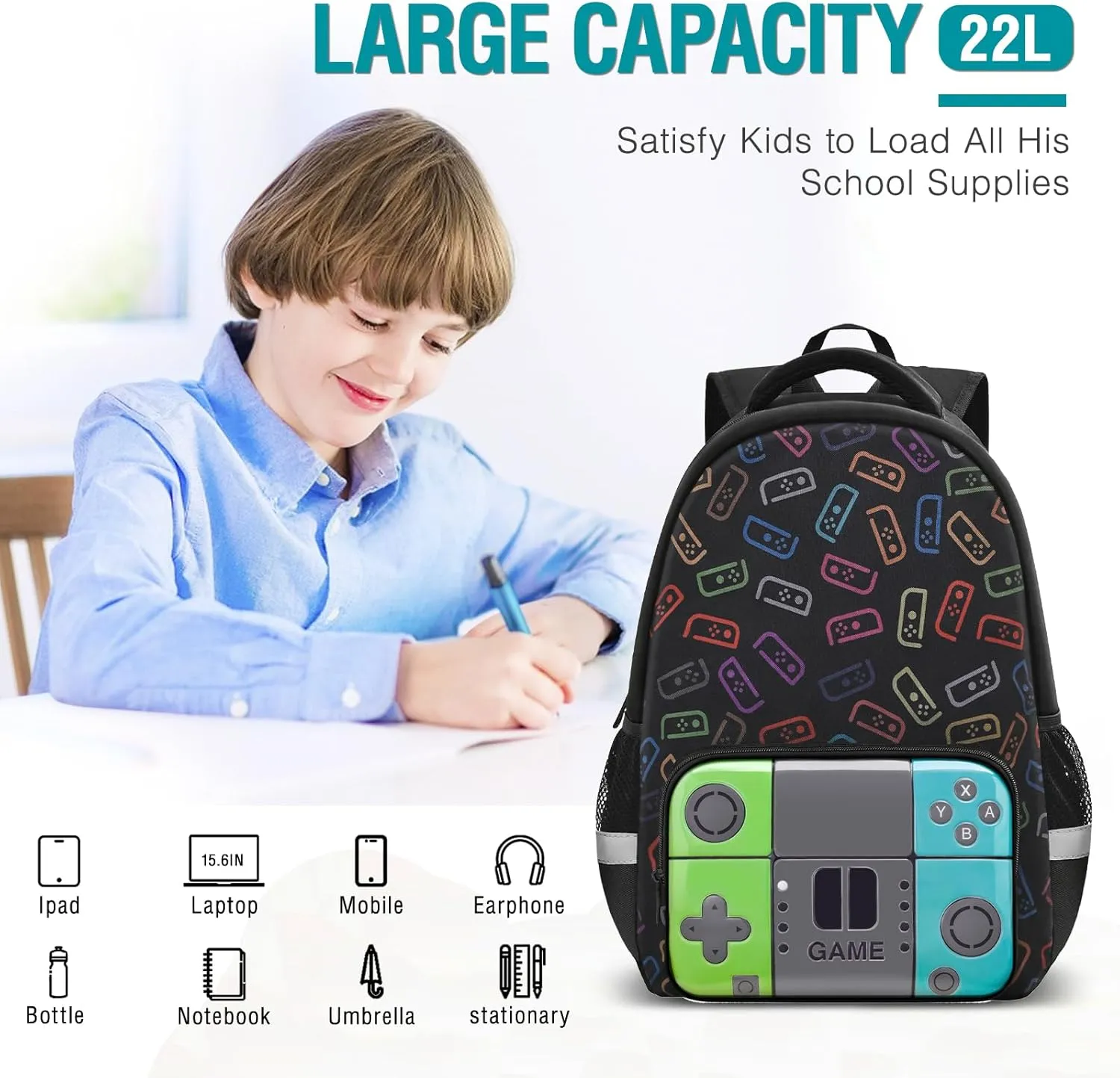 Boys Backpack For School Kids Backpack Game Schoolbag For Children Teens Elementary Middle College Student Bookbag Travel Rucksack Laptop Daypacks