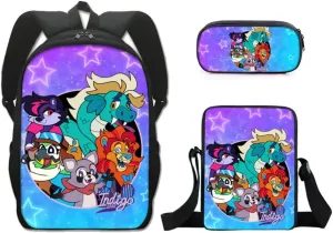 Boys Indigo Park Backpack 3Pcs Set Indigo Park 3D Figure Printed Backpack Indigo Park Shoulder Bag - 16.5in (03,3pcs)