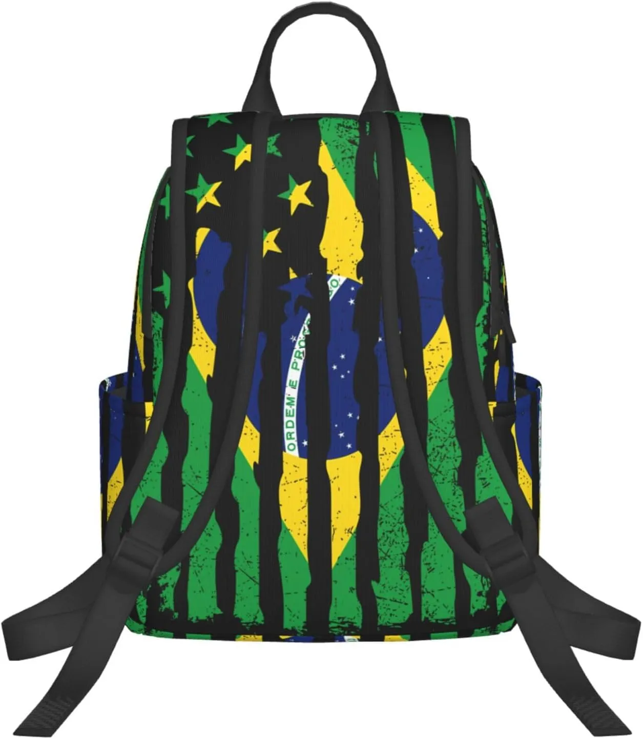 Brazilian American Pride Flag Brazil Roots Travel Backpacks Casual Laptop Backpack Sport Rucksack Large Capacity Daypack Multi-Pockets Adjustable Strap Bag for Working Hiking
